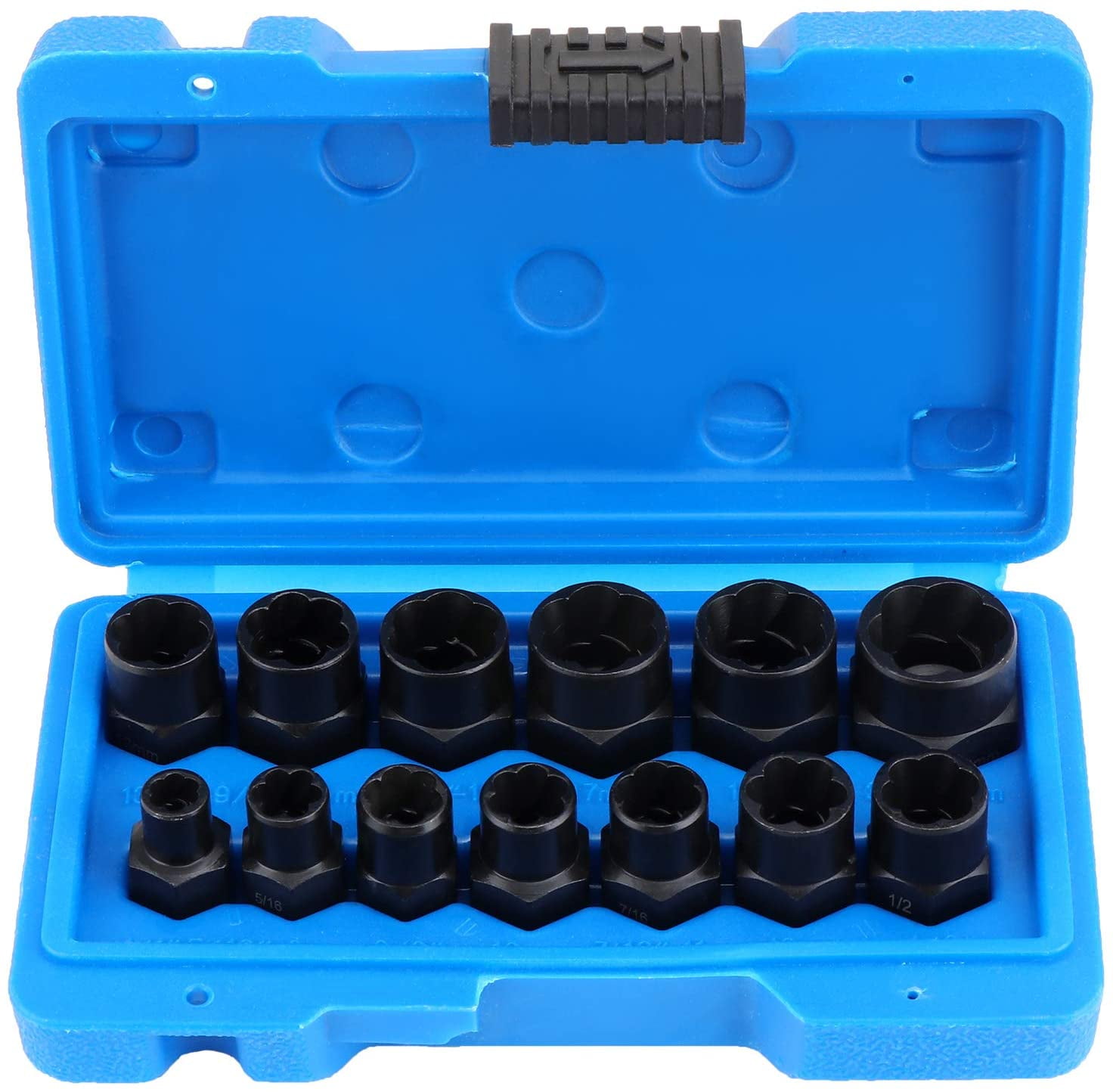 13pcs Twist Socket Set, 3/8" Damaged Bolt Extractor, Handle Nut