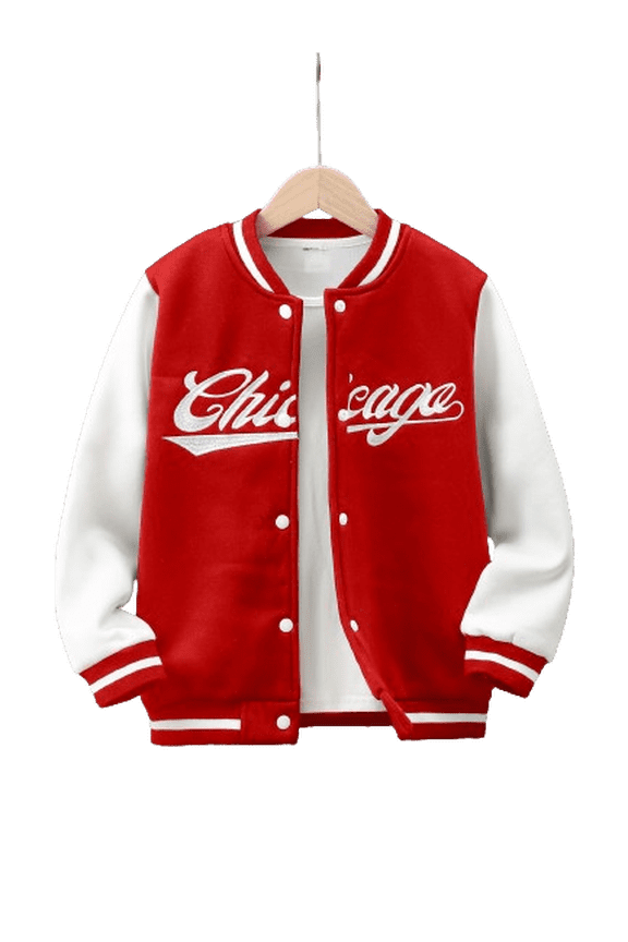 13t Kid Boys Tops 14t Big Boys Fashion CHICAGO Embroidery Color Block Baseball jacket Sizes 7-15