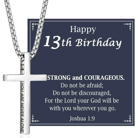 13th/ 14th/ 15th/ 16th/ 17th/ 18th / 21st Birthday Gifts for Men Cross Necklaces Christian Jewelry for Son Grandson Brother Nephew