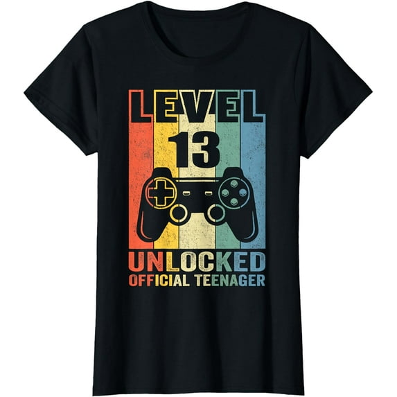 13th Birthday Boy Shirt, Level 13 Unlocked Official Teenager T-Shirt