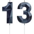 thumbnail image 1 of 13th Birthday Candles Black Number 13 Candles Happy Birthday Cake Topper 3D Diamond Shape Numeral Candles Decoration for Boy Girl Women Wedding Theme Party Anniversary Favors(Black), 1 of 3