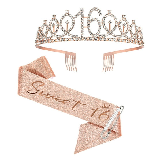 13th Birthday Crown for Birthday Girls Teen Girls Birthday Sash & Set 13 Years Old Birthday Gifts for Teen Girls Rose Gold Crown And Sash 13th Birthday Decorations for Girls 13 P Pink2
