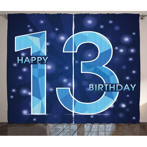 Ambesonne Blue Curtains 2 Panel Set, Polygon Effect Stars, 108" x 63", Dark Blue Pale Blue