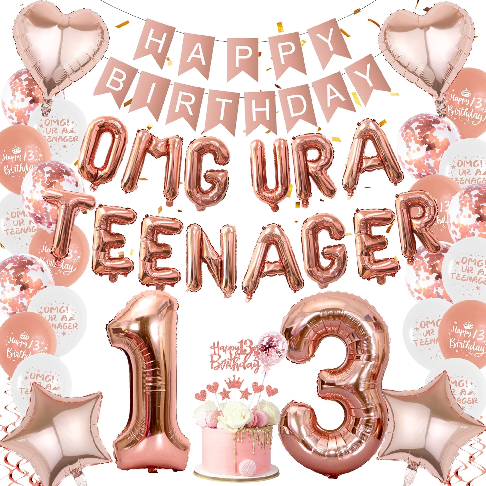 13th Birthday Decorations for Girl - Happy 13th Birthday Cake Topper ...