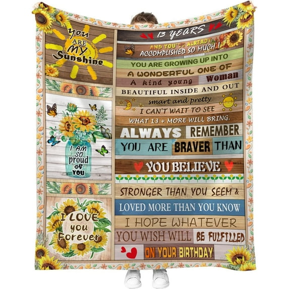 13th Birthday Decorations for Girls, 13 Year Old Girl Gift Ideas,13th Birthday Gifts for Girls, 13 Year Old Blanket for Girls, 13th Birthday (13 Year Old Blanket, 60" L x 50" W)