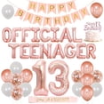 thumbnail image 1 of 13th Birthday Decorations for Girls Rose Gold, Official Teenager Balloons Banner, Happy Birthday Banner, Omg Ur A Teenager Sash, Number 13 Foil Balloon, 13th Birthday Party Supplies, 1 of 7