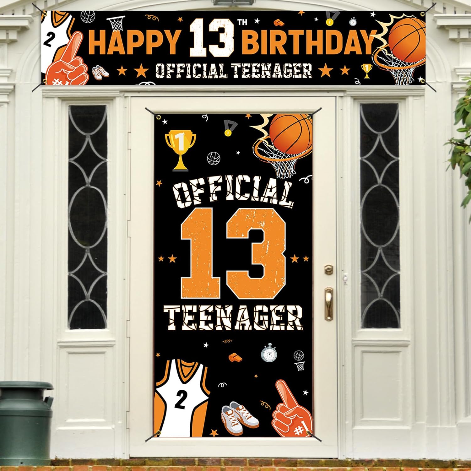 "13 Slaps No Cap" Black Glitter Birthday Banner - 13th Party Decor For Boy Or Girl