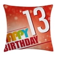 thumbnail image 1 of 13th Birthday Decorations Throw Pillow Cushion Cover, Retro Style Teenage Party Invitation Graphic Design Bokeh Rays, Decorative Square Accent Pillow Case, 16 X 16 Inches, Multicolor, by Ambesonne, 1 of 2