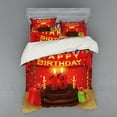 thumbnail image 1 of 13th Birthday Duvet Cover Set, Creamy Chocolate Cake with Candlesticks Presents and Ribbons Theme, Bedding Set with Shams and Fitted Sheet, 3 Sizes, by Ambesonne, 1 of 3