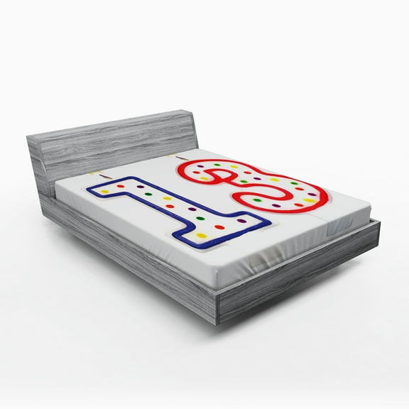 Ambesonne Birthday Fitted Sheet, Candles 13, Full Size, Multicolor