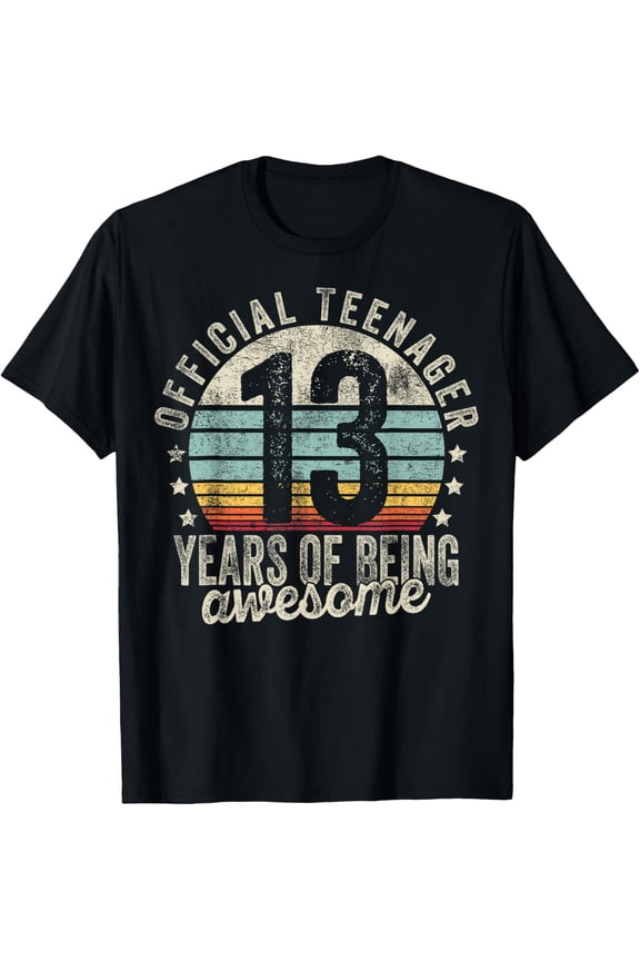 13th Birthday Gifts 13 Year Old Boys Girls Official Teenager T-ShirtMen and women, Black T-shirt, size: Extra large