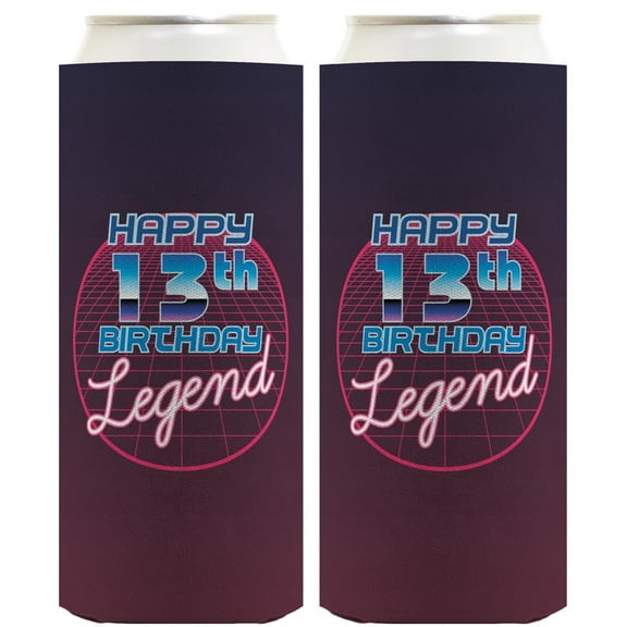 13th Birthday Gifts For Girls Happy 13th Birthday Legend 2-Pack Ultra Slim Can Thermocoolers