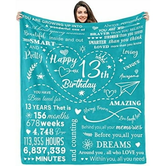 13th Birthday Gifts for Girls,Best Gift for 13 Year Old Girls on 13th Birthday Party,Girl Age 13 Gift Ideas,Happy Birthday Gifts for Thirteen Teenager Girl Blankets