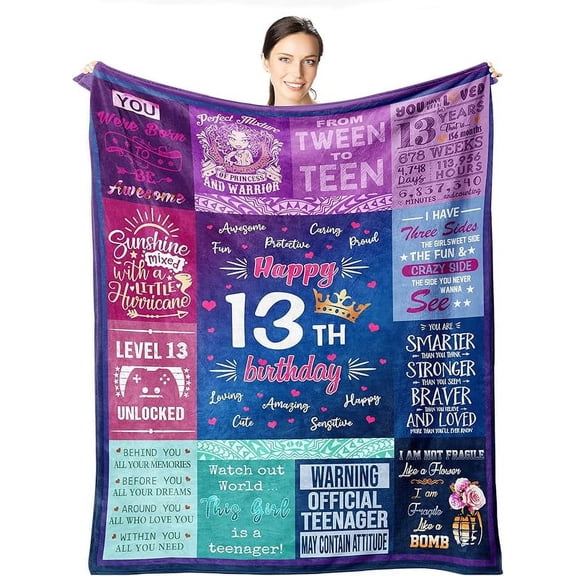 13th Birthday Gifts For Girls - Best Gifts For 13 Year Old Girls 50"x40" Blanket - Gifts For 13 Year Old Girl - Teenage Girl Gifts For 13 Year Old Girl - 13 Year Old Girl Gift Ideas Bday Decor