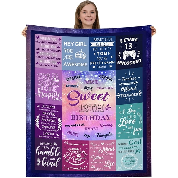 13th Birthday Gifts for Girls, Best Gifts for 13 Year Old Girls, Teenage Girl Gifts for 13 Year Old Girl, 13 Year Old Girl Gift Ideas Bday Decor for Couch Sofa Bedroom 60"X50"