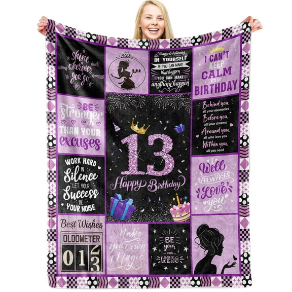 13th Birthday Gifts for Girls, Girl Birthday Blanket " Birthday Decoration, Sweet 13th Girls Birthday Gift Throw Blanket for Couch Bed, Soft Blanket Birthday Gifts for Girl Daughter Sister(30"x40")