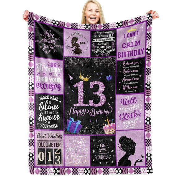 13th Birthday Gifts for Girls, Girl Birthday Blanket " Birthday Decoration, Sweet 13th Girls Birthday Gift Throw Blanket for Couch Bed, Soft Blanket Birthday Gifts for Girl Daughter Sister(30"x40")