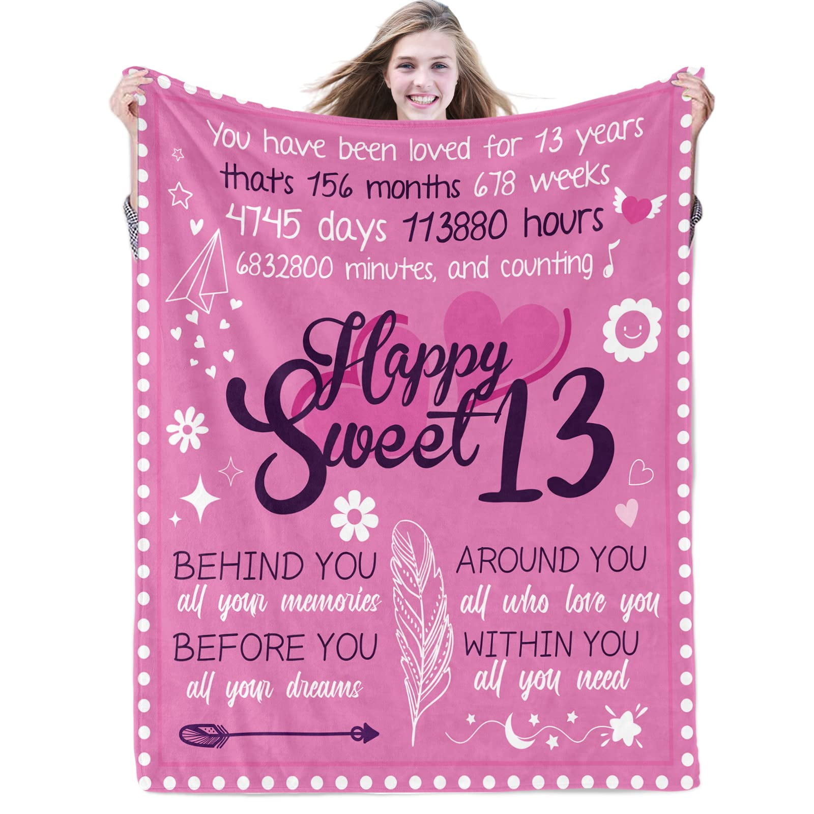 13th Birthday Gifts for Girls Happy Sweet 13 Blanket Gifts 13 Year Old