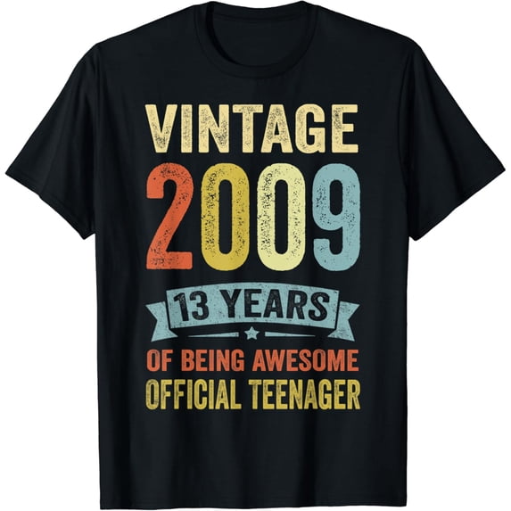 13th Birthday Gifts Vintage 2009 Official Teenager 13 Yr Old T-Shirt mens t shirt,black,women,funny,misfits,men,journey