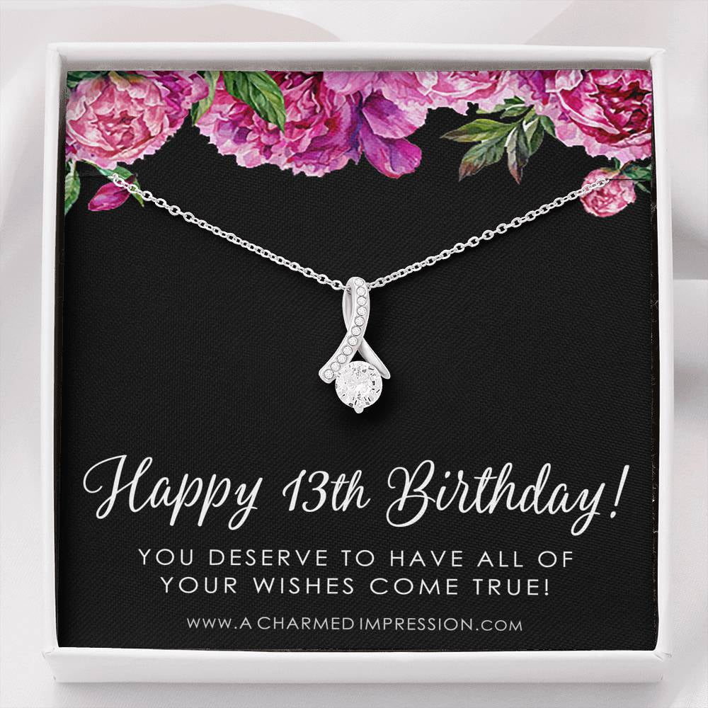 Anavia Happy 13th Birthday Pearl Necklace Card Gift, Thirteenth