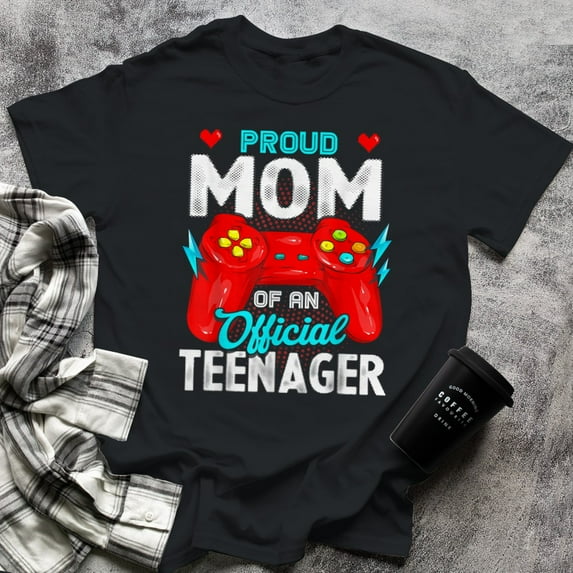 13th Birthday Proud Mom Official Teenager Video Game Top, X-Large, Black