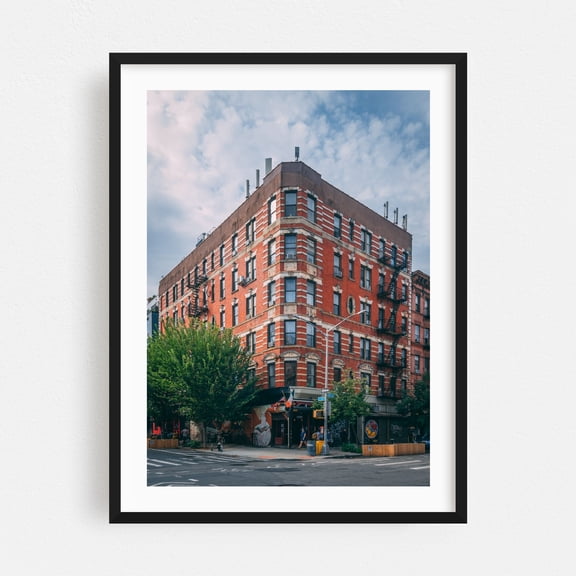 A & 13th, East Village - Manhattan New York Photography Architecture City Street Photography Vintage Travel Poster Graffiti Black Framed Wall Art Print 9 x 12 inches