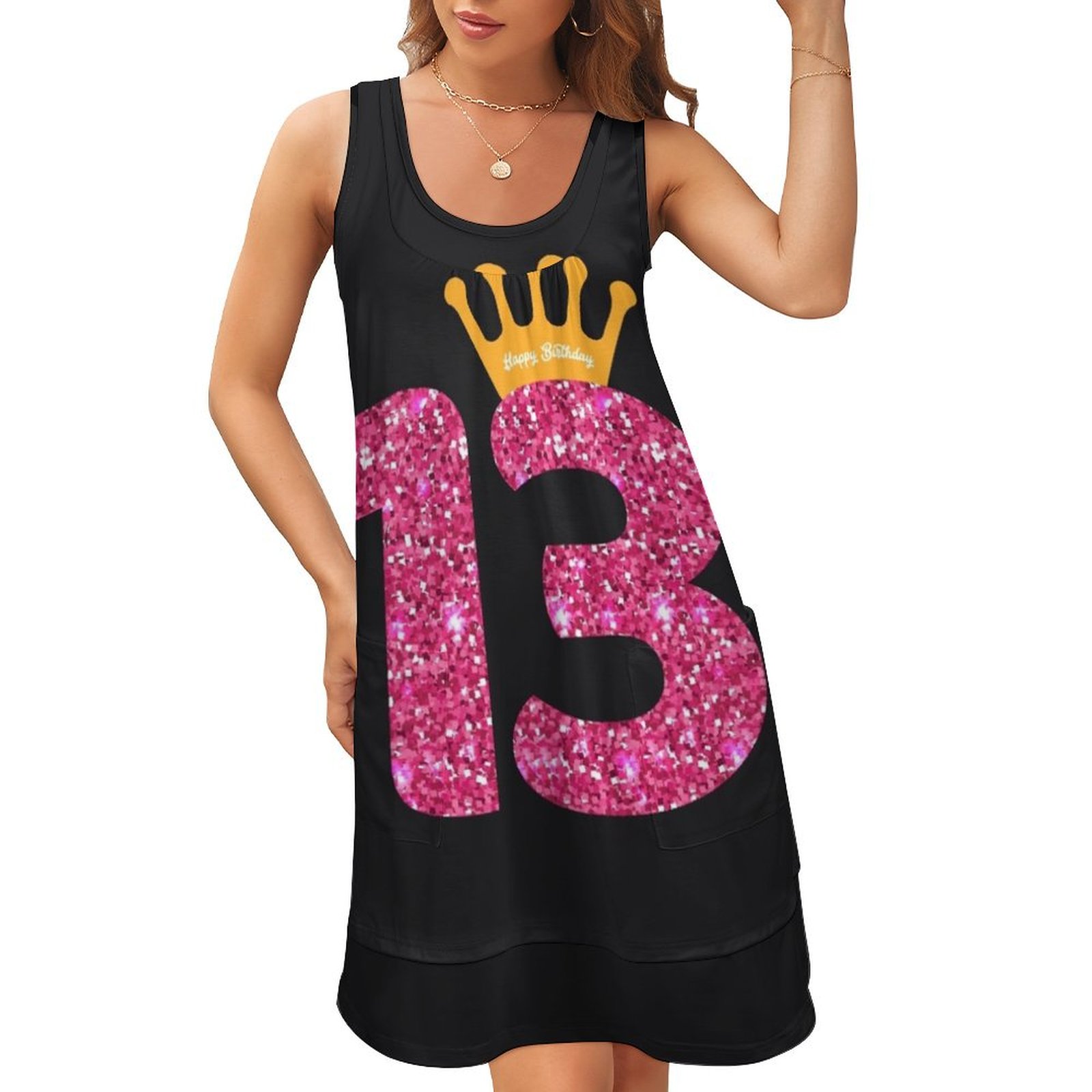 13th Queens Crow Happy Birthday for Girls Sleeveless U-Neck Fake Two Piece Dress Dress vintage women party dresses - Walmart.com 13th Queens Crow Happy Birthday for Girls Sleeveless U-Neck Fake Two Piece Dress Dress vintage women party dresses - Walmart.com