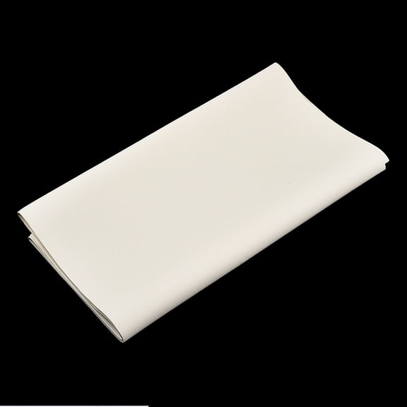 13x 55 Inches Off-White PU Leather Fabric Sheet Litchi Fabric Canvas Back for Bag Hat Jewelry Hair Crafts Sewing and Decorations DIY