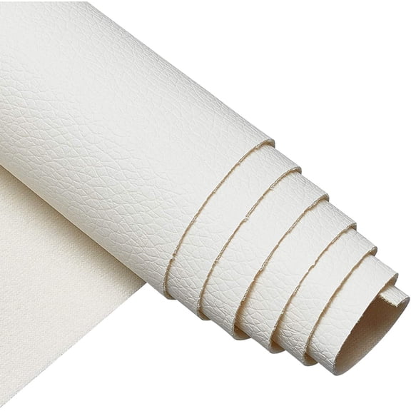 13x 55 Inches Off-White PU Leather Fabric Sheet Litchi Fabric Canvas Back for Bag Hat Jewelry Hair Crafts Sewing and Decorations Multi-color