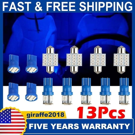 13x LED Lights Interior Package Kit Ice Blue Dome Map License Plate Lamp Bulb ZQ