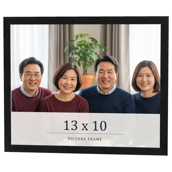 13x10 Frame Black Charcoal Grey Wood Textured Picture Frame | 0.75 Inch Moulding Width | Gunmetal