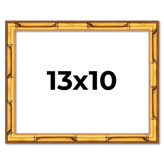 13x10 Frame Gold Bamboo Solid Wood Picture Frame | 1 Inch Moulding Width | Interior Frame Depth