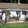 thumbnail image 1 of 13x10 Outdoor Patio Gazebo Canopy Tent with Ventilated Double Roof and Detachable All-side Mosquito Net, Heavy-duty Sun Shelter with UV-resistant Fabric, for Gatherings, Garden, Grey, 1 of 9