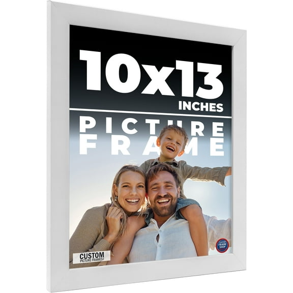 13x10 White Wood Picture Frame - UV Acrylic, Foam Board Backing, Hanging Hardware