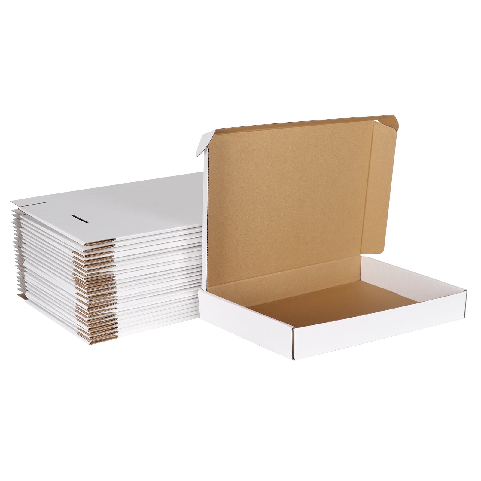 13x10x2 Shipping Boxes Set of 25, White Corrugated Cardboard Box for Small Business