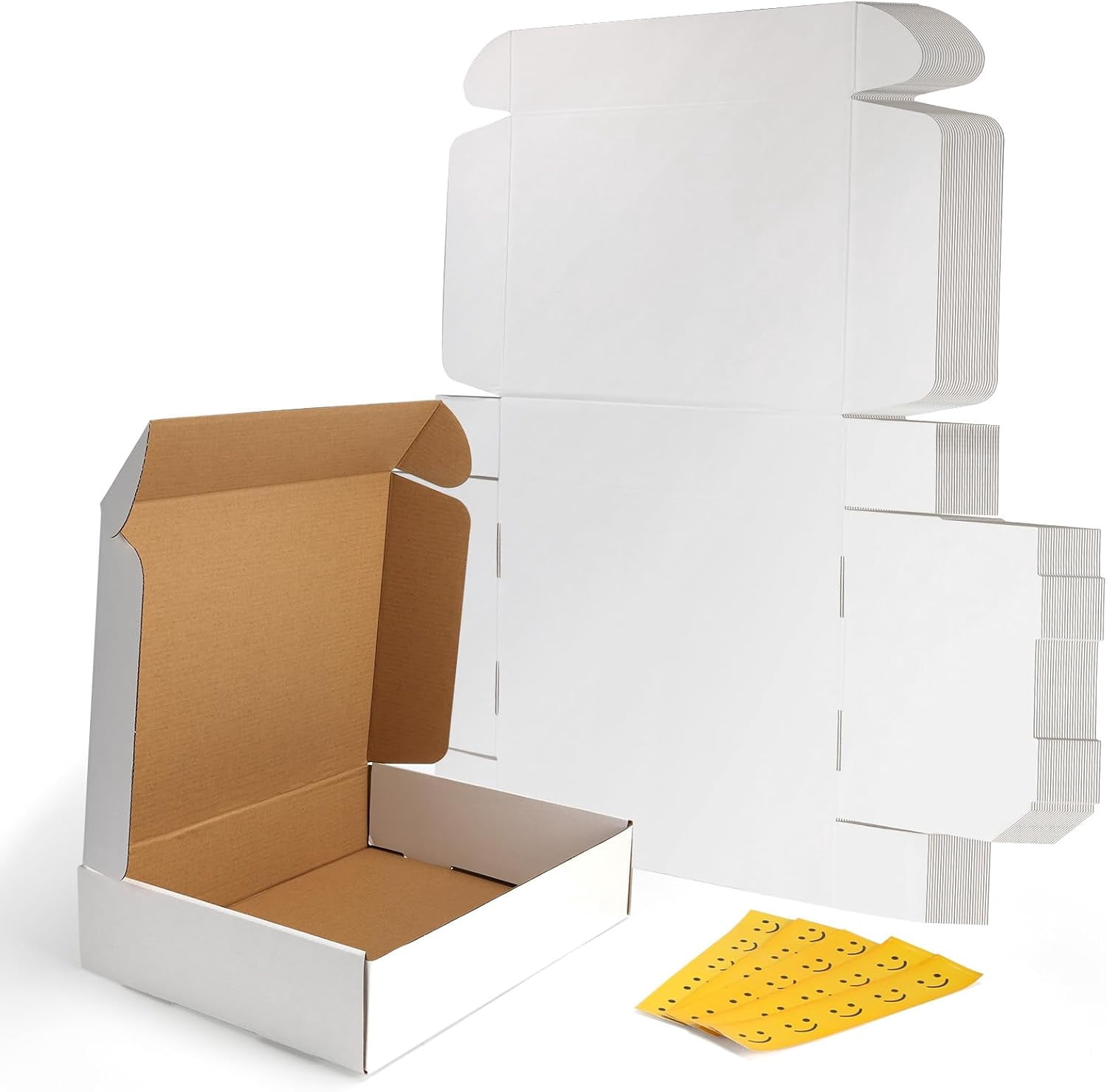 13x10x3 Shipping Boxes Set of 25, White Corrugated Cardboard Box for ...