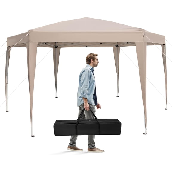 13x11.5 FT Hexagonal Pop Up Canopy, Heavy-Duty Outdoor Tent with 6 Legs, Carry Bag, Portable Easy Up Canopy Tent for Party BBQ Events Patio Camping