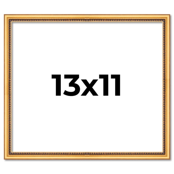13x11 Frame Beaded Gold Solid Wood Picture Frame | 0.75 Inches Moulding Width | Liscio Oro