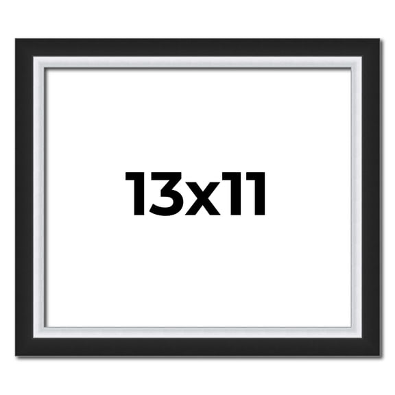 13x11 Frame Black & Silver Solid Wood Picture Frame Width 1.25 Inches | Interior Depth 0.75 Inches