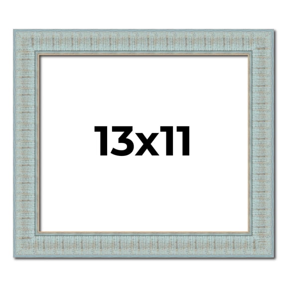 13x11 Frame Blue Teal Distressed Solid Wood Picture Frame | 1.625 Inch Moulding Width | Sonoma Blue