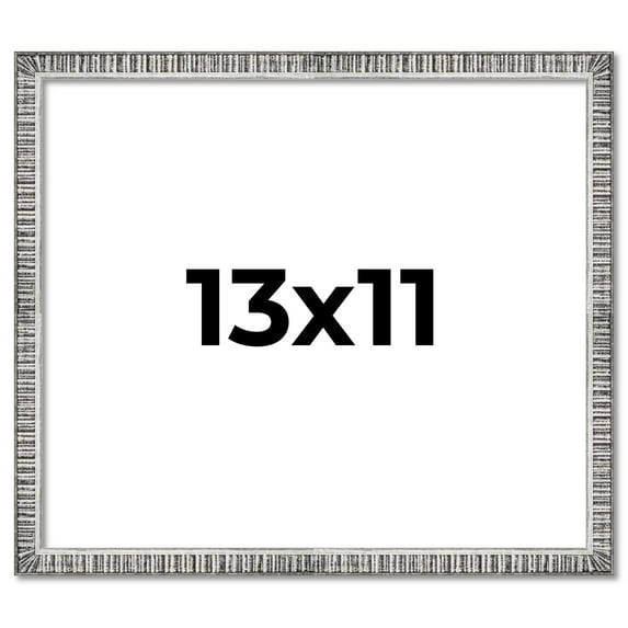13x11 Frame Silver Grey Distressed Solid Wood Picture Frame | 0.75 Inch Moulding Width | Interior