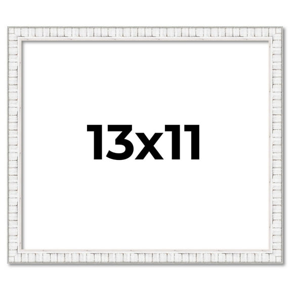 13x11 Frame White Scuffed Rustic Solid Wood Picture Frame | 0.75 Inch Moulding Width| Includes UV
