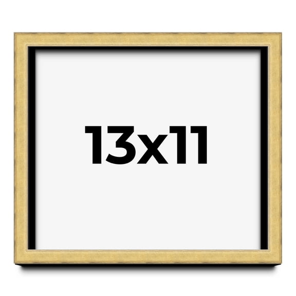 13x11 Shadow Box Frame Gold | 1.375 Inches Deep Real Wood Contemporary Shadowbox Display Frame | UV