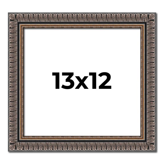 13x12 Frame Black Feather Payton Ornate Solid Wood Picture Frame Width 1.75 Inches | Interior Depth