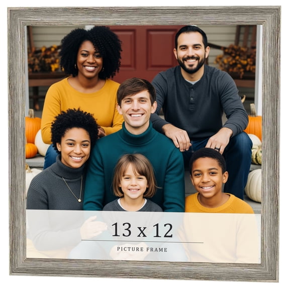 13x12 Frame Grey Solid Wood Picture Frame Width 1 Inches | Interior Frame Depth 0.5 Inches |