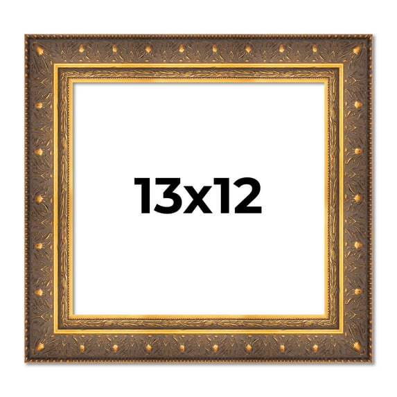 13x12 Frame Vintage Gold Solid Wood Picture Frame | 2.5 Inch Moulding Width | Ornate Bronze Museo
