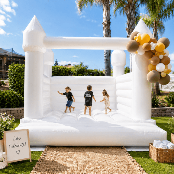 Connsann 13x12x10FT Commercial White Inflatable Bounce House with Blower  Jumping Castle for Kids & Adults,  Perfect for Parties & Weddings