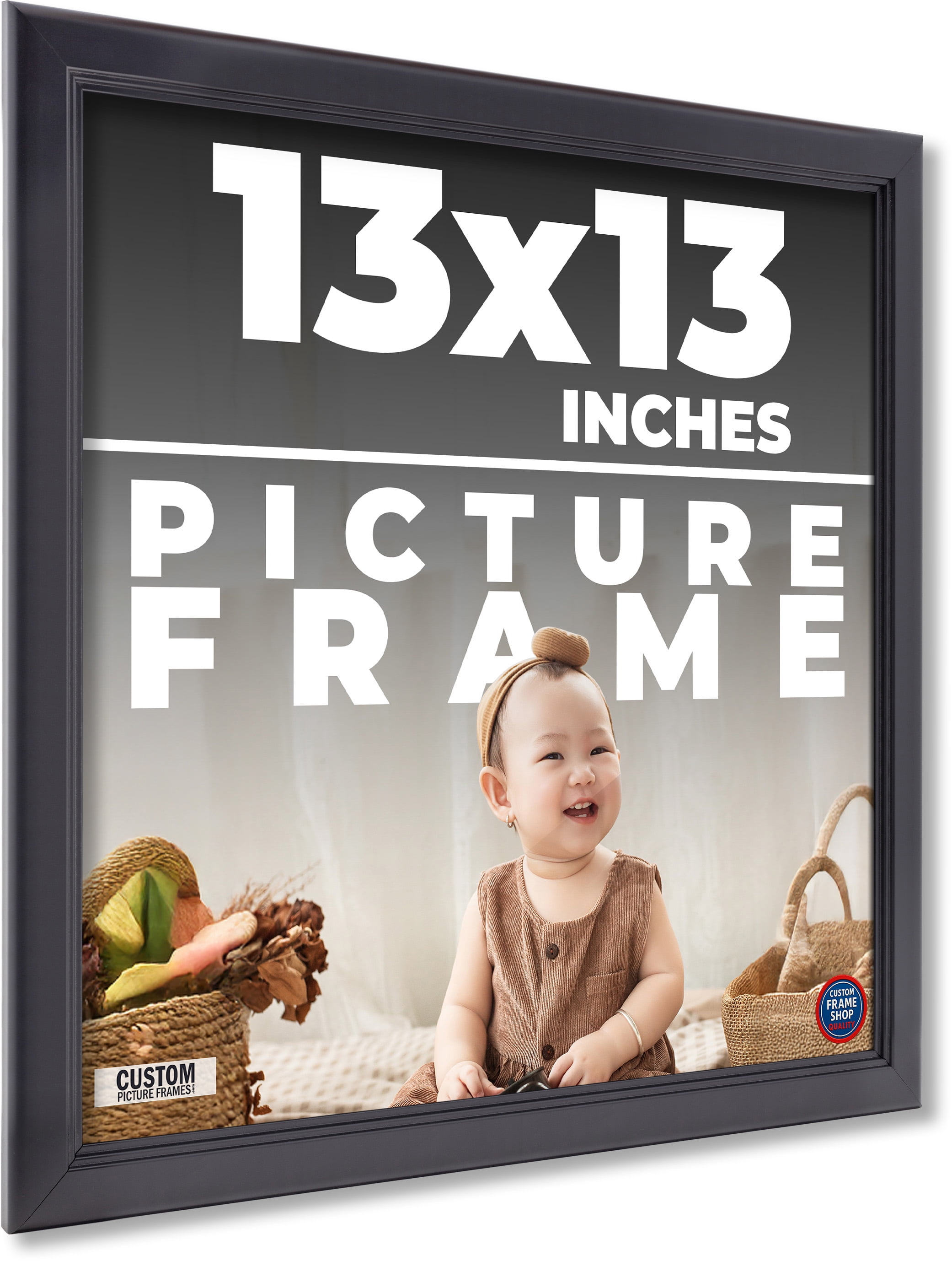 13x13 - 13 x 13 Contemporary Black Solid Wood Frame with UV Framer's ...