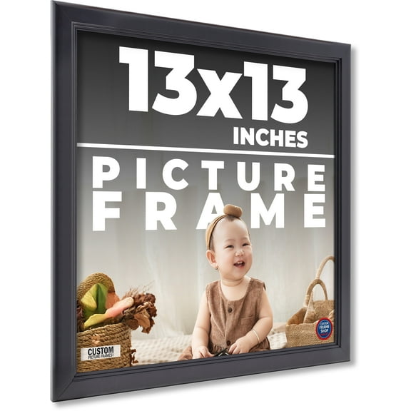 13x13 - 13 x 13 Contemporary Black Solid Wood Frame with UV Framer's Acrylic & Foam Board Backing -