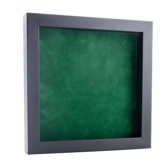13x13 Black Shadowbox Frame - Interior Size 13x13 with 3/4" Usable Depth - Forest Green Acid-Free Suede Backing